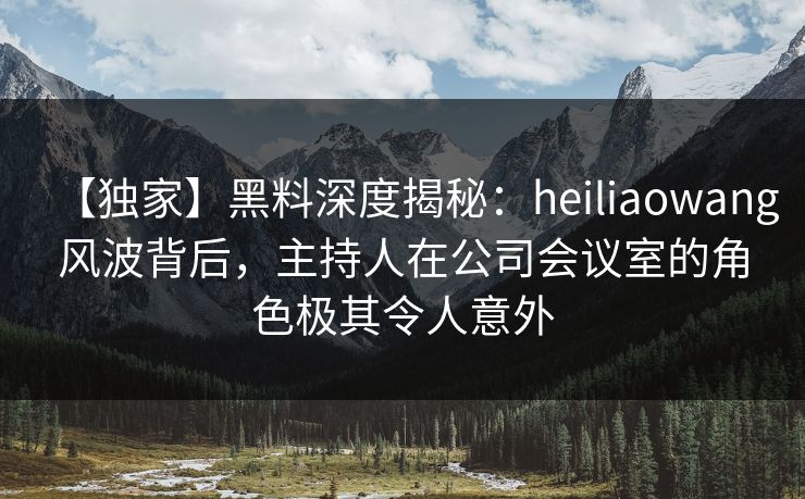 【独家】黑料深度揭秘：heiliaowang风波背后，主持人在公司会议室的角色极其令人意外