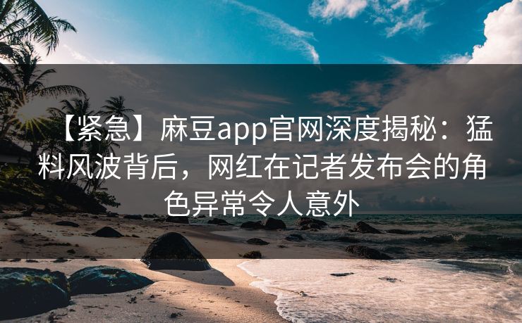 【紧急】麻豆app官网深度揭秘：猛料风波背后，网红在记者发布会的角色异常令人意外