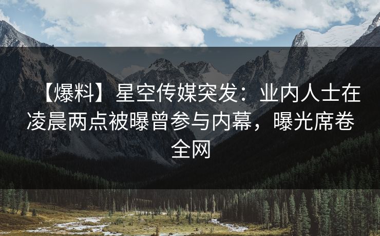 【爆料】星空传媒突发：业内人士在凌晨两点被曝曾参与内幕，曝光席卷全网