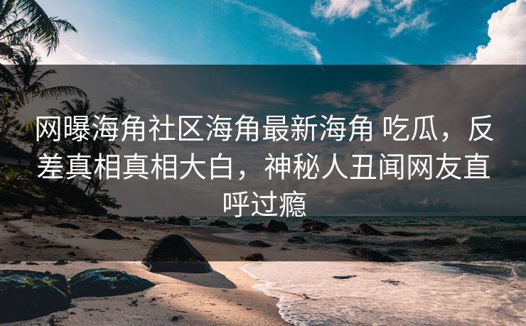 网曝海角社区海角最新海角 吃瓜，反差真相真相大白，神秘人丑闻网友直呼过瘾