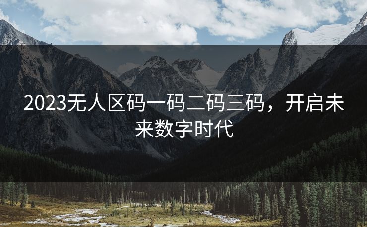 2023无人区码一码二码三码，开启未来数字时代