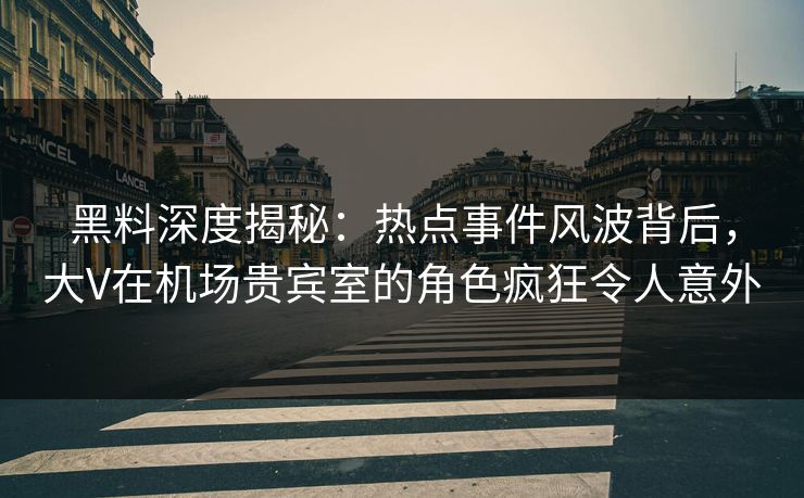黑料深度揭秘：热点事件风波背后，大V在机场贵宾室的角色疯狂令人意外