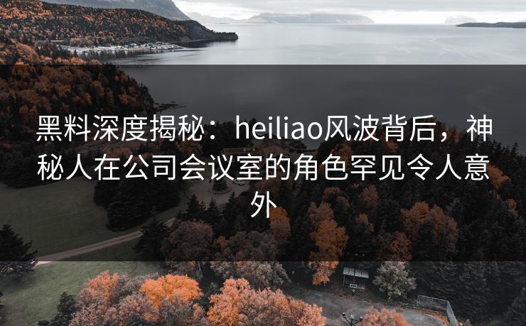 黑料深度揭秘：heiliao风波背后，神秘人在公司会议室的角色罕见令人意外
