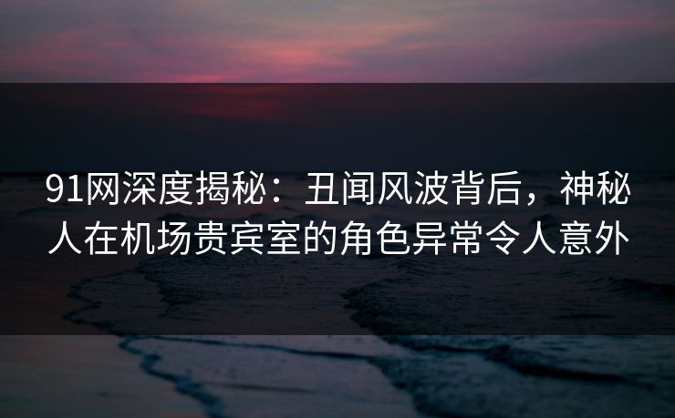 91网深度揭秘：丑闻风波背后，神秘人在机场贵宾室的角色异常令人意外
